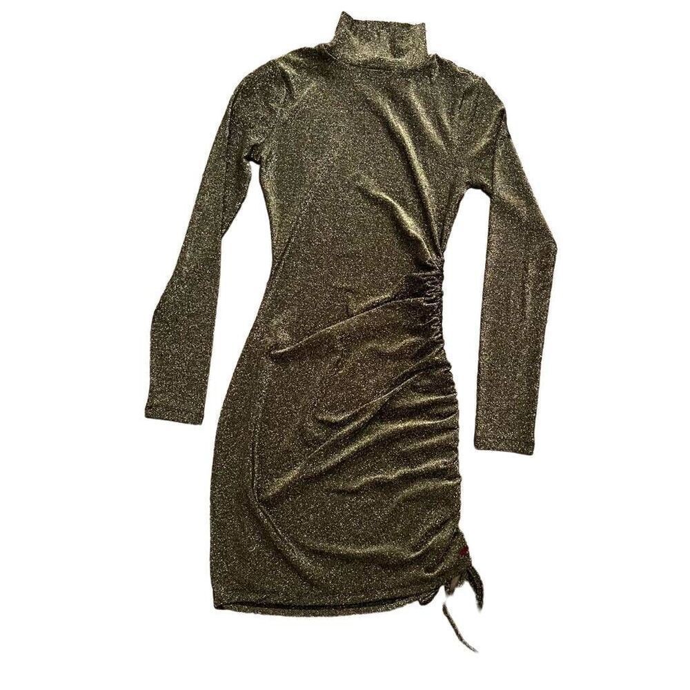 n:Philanthropy Demetra Dress‎ Women's XS Gold Black Sparkle Long Sleeve - NWT